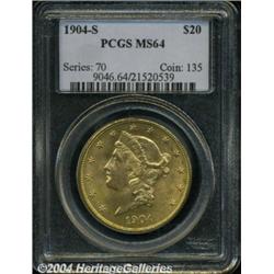 1904-S $20 MS64 PCGS. Well struck and fully