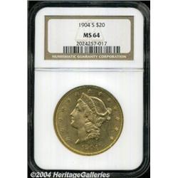 1904-S $20 MS64 NGC. Rich reddish-golden color
