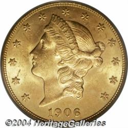 1906 $20 MS63 PCGS. A much above-average Mint