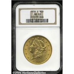 1906-D $20 MS63 NGC. Vibrant, original and