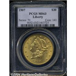 1907 $20 MS63 PCGS. A pleasing, mid-range