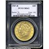 Image 1 : 1907-D $20 MS62 PCGS. Appealing olive and
