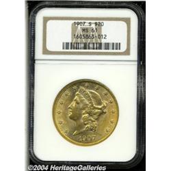 1907-S $20 MS61 NGC. Excellent color and