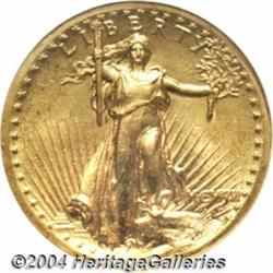 1907 $20 High Relief, Wire Rim MS60 NGC. The