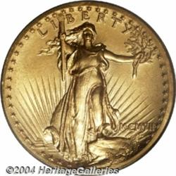 1907 $20 High Relief, Wire Rim MS64 PCGS. A