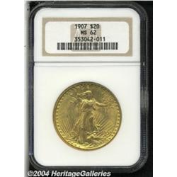 1907 $20 Arabic Numerals MS62 NGC. Medium