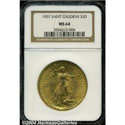 1907 $20 Arabic Numerals MS64 NGC. Popular