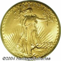 1908 $20 No Motto MS66 PCGS. Ex: Wells Fargo