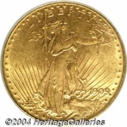 1909 $20 MS63 PCGS. Especially vibrant for the