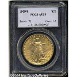 1909/8 $20 AU58 PCGS. A very popular coin due