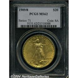 1909/8 $20 MS62 PCGS. Nicely preserved