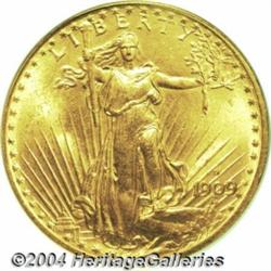 1909-D $20 MS63 PCGS. An especially attractive