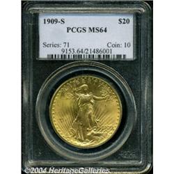 1909-S $20 MS64 PCGS. An upper-end example