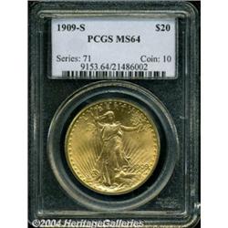 1909-S $20 MS64 PCGS. While overall this issue