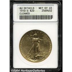 1910-S $20--Cleaned--ANACS. AU Details, Net