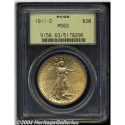 1911-D $20 MS63 PCGS. The bright, grainy and