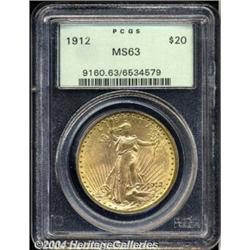1912 $20 MS63 PCGS. Fully lustrous but,