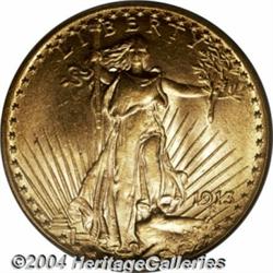 1913 $20 MS63 PCGS. A well detailed example of