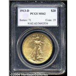 1913-D $20 MS62 PCGS. Excellent luster