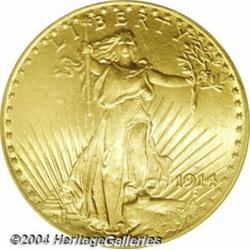 1914-D $20 MS65 PCGS. Extraordinarily clean