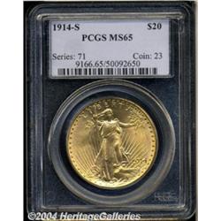 1914-S $20 MS65 PCGS. The bright surfaces of