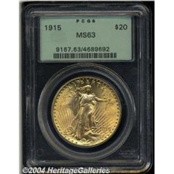 1915 $20 MS63 PCGS. Bright, shimmering mint