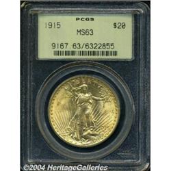 1915 $20 MS63 PCGS. Lustrous, with nice