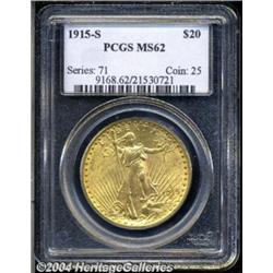 1915-S $20 MS62 PCGS. Original, matte-textured