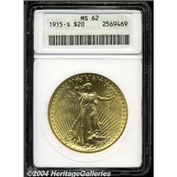 1915-S $20 MS62 ANACS. Fully struck with