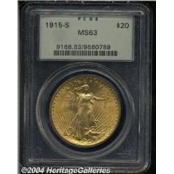1915-S $20 MS63 PCGS. An attractive Double