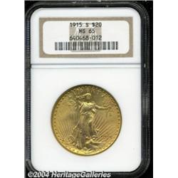 1915-S $20 MS65 NGC. A sharply struck, Gem