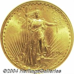 1916-S $20 MS65 NGC. A shimmering Gem example,