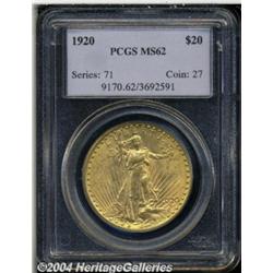 1920 $20 MS62 PCGS. The luster is slightly