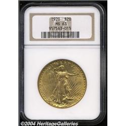 1920 $20 MS63 NGC. Well struck with rich
