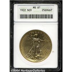 1922 $20 MS61 ANACS. Fully struck with