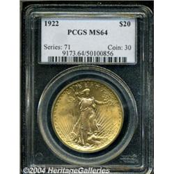 1922 $20 MS64 PCGS. Well struck with