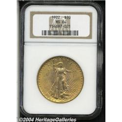 1922 $20 MS64 NGC. This near-Gem displays