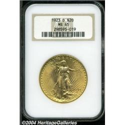 1923-D $20 MS65 NGC. Rich, yellow-gold color