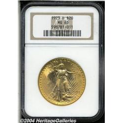 1923-D $20 MS65 NGC. A beautiful, booming Gem