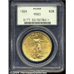 1924 $20 MS63 PCGS. A lemon-toned Twenty with