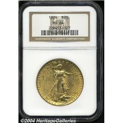 1924 $20 MS64 NGC. Sharply struck with medium