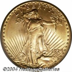 1924 $20 MS67 PCGS. A carefully preserved Gem