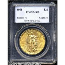 1925 $20 MS62 PCGS. Well struck and fully