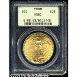 1925 $20 MS63 PCGS. Frosty and blatantly