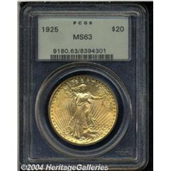 1925 $20 MS63 PCGS. Nicely struck design