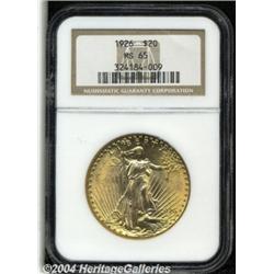 1926 $20 MS65 NGC. A lustrous and boldly