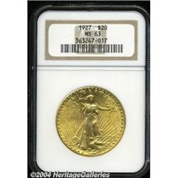 1927 $20 MS63 NGC. A deep copper-gold color