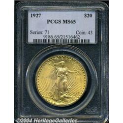 1927 $20 MS65 PCGS. Smooth and highly lustrous
