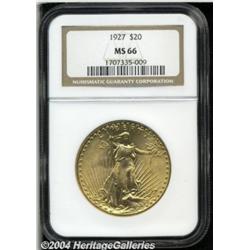 1927 $20 MS66 NGC. Yellow-gold color,