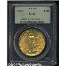 1928 $20 MS63 PCGS. A pleasing orange-gold